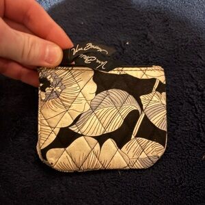 Vera Bradley Black and Cream Leaf Pattern Coin Purse